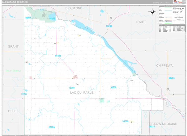 Lac qui Parle County, MN Zip Code Map